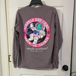 Simply Southern Space Explorer Long Sleeve Tee - Lavender. Size M